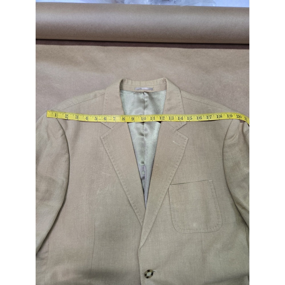Marconi Men's 100% Linen Khaki Blazer Size L, Small Stain On Right Side Pocket. - Picture 10 of 16